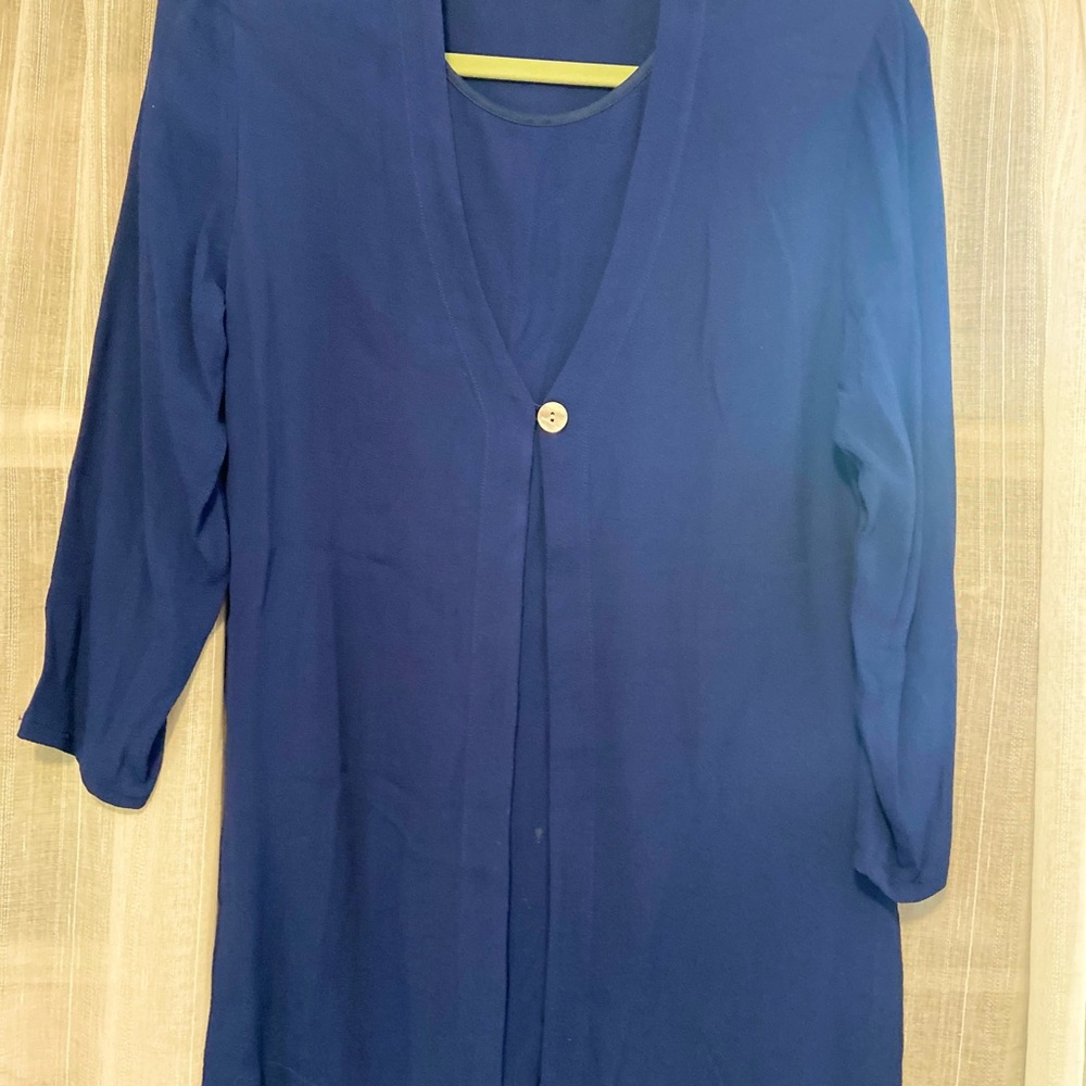 Hillard & Hanson Chic Navy Blue Wide Leg Pant set